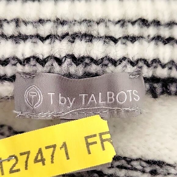 T by Talbots Turtleneck Black and White Sweater Zip Shoulder/Neck Women's Sz S - Picture 9 of 11